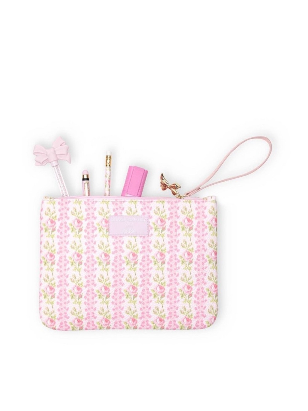 NWT LoveShackFancy Blooming Heirloom Vegan Leather Pouch Strawberry Macaroon